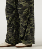 Mid Rise Baggy Drawstring Camo Waffle Casual Trousers with Pockets — Woodland Edge Camo — view 6