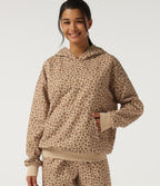 Hooded Long Sleeve Leopard Print Casual Sweatshirt with Pocket — Smoky Mocha Leopard — view 4