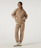 Hooded Long Sleeve Leopard Print Casual Sweatshirt with Pocket — Smoky Mocha Leopard — view 7
