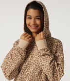 Hooded Long Sleeve Leopard Print Casual Sweatshirt with Pocket — Smoky Mocha Leopard — view 5