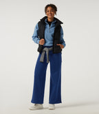 High Waisted Drawstring Wide Leg Cotton Casual Sweatpants with Pockets — Blueprint — view 7