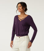 Long Sleeve Casual Top — Potent Purple — view 3
