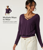 Long Sleeve Casual Top — Potent Purple — view 1