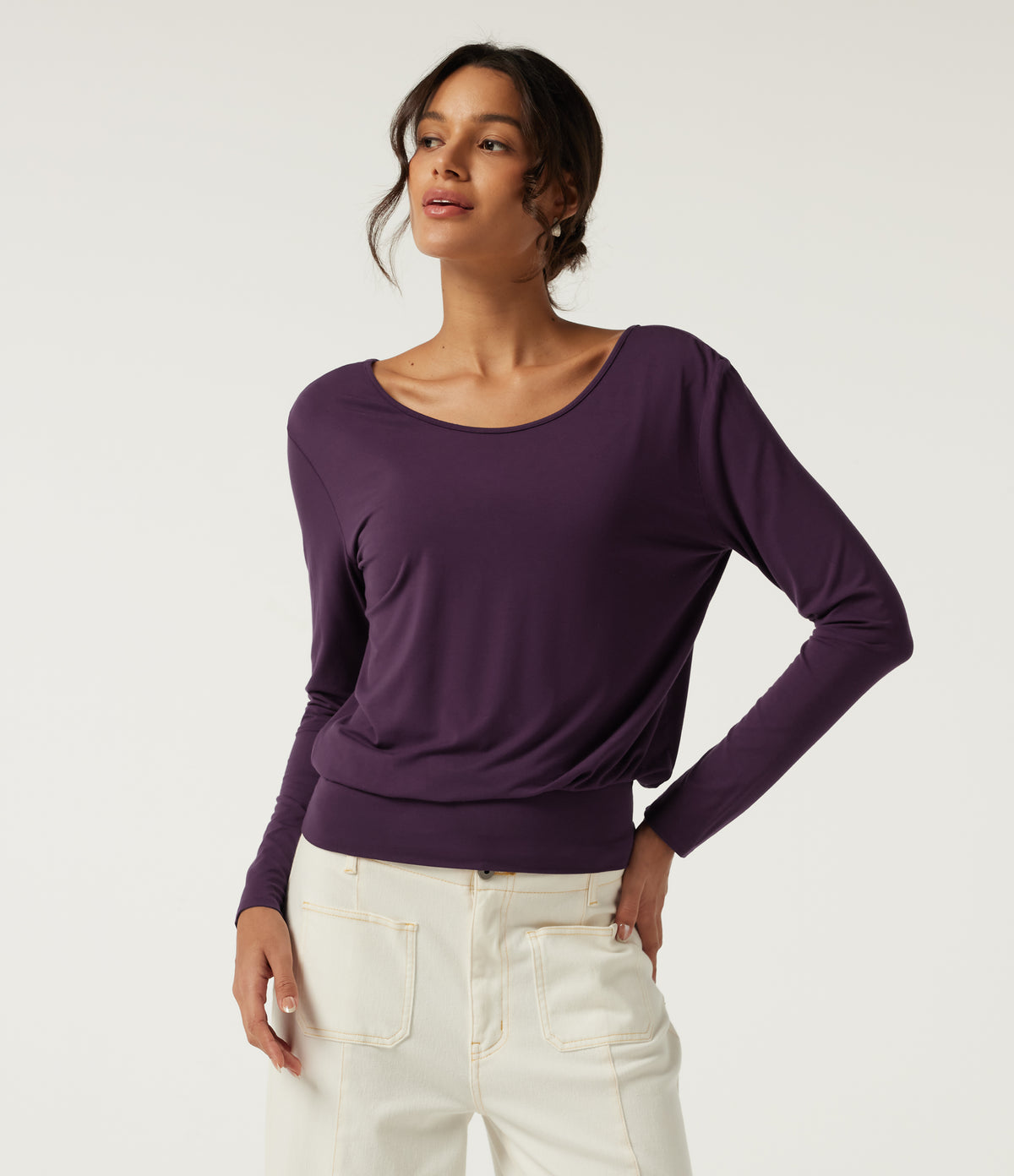 Long Sleeve Casual Top — Potent Purple — view 4