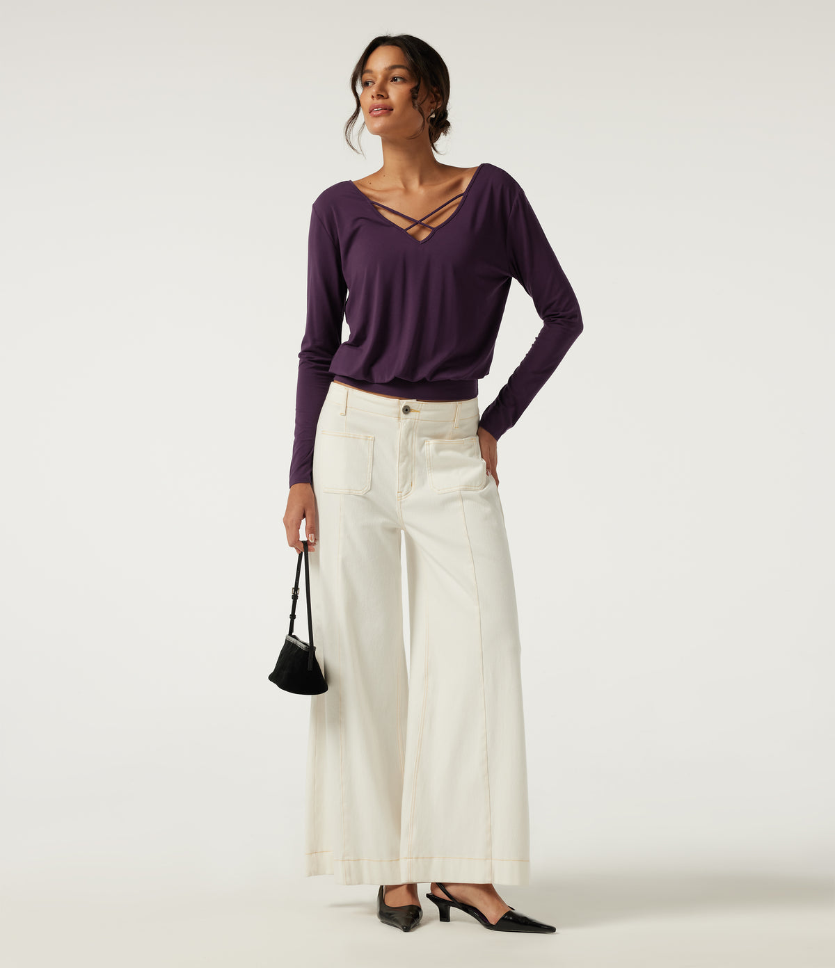 Long Sleeve Casual Top — Potent Purple — view 7