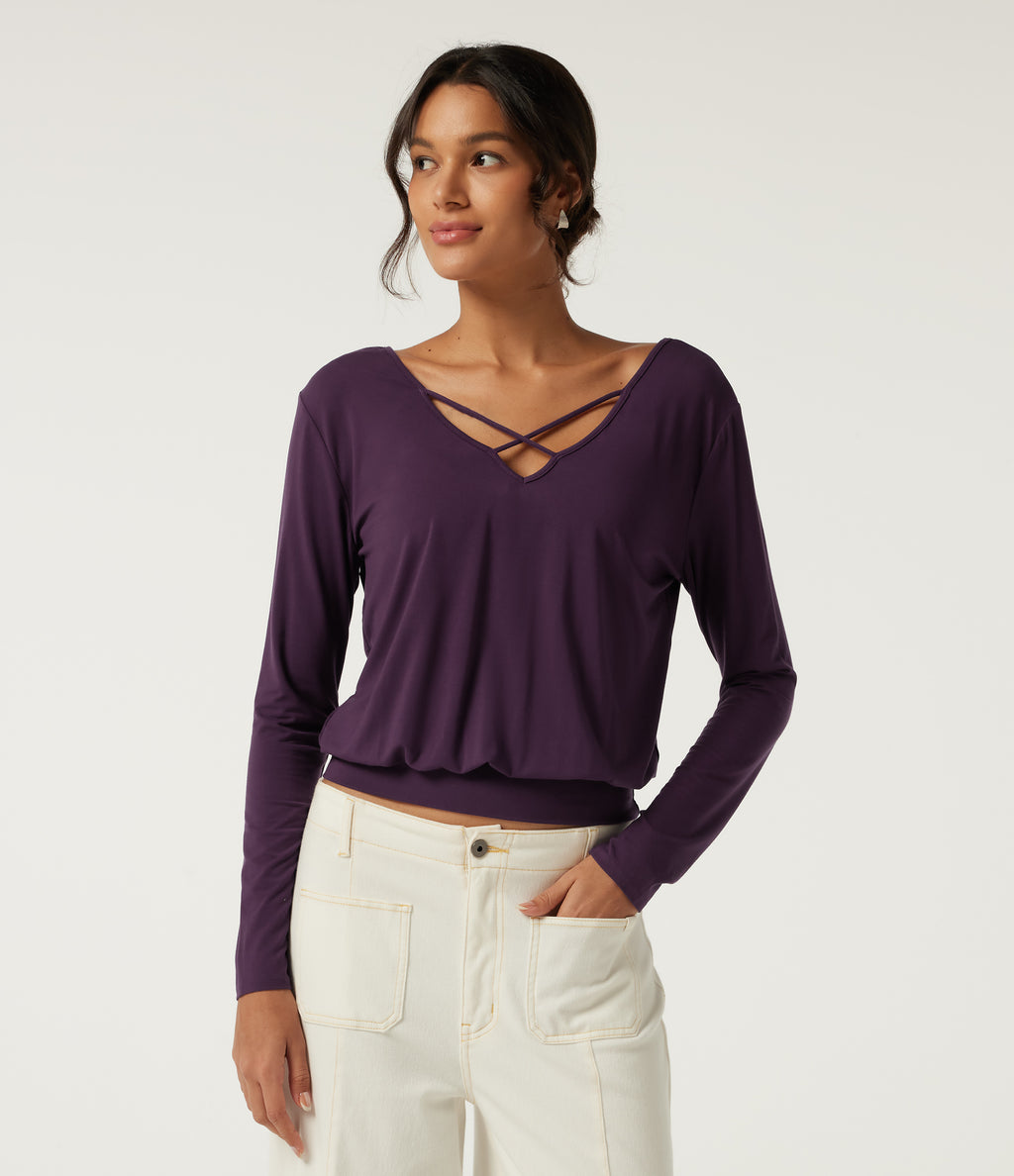 Long Sleeve Casual Top — Potent Purple — view 6