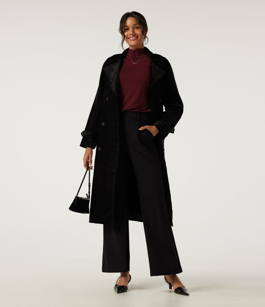 Mock Neck Long Sleeve Work Top — Cherry Soda — view 7
