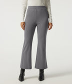 High Waisted Flare Stripe Work Trousers with Pockets — Slate Pinstripe — view 1