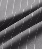 High Waisted Flare Stripe Work Trousers with Pockets — Slate Pinstripe — view 8