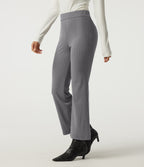 High Waisted Flare Stripe Work Trousers with Pockets — Slate Pinstripe — view 3