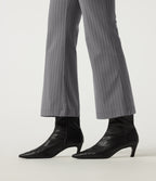 High Waisted Flare Stripe Work Trousers with Pockets — Slate Pinstripe — view 6