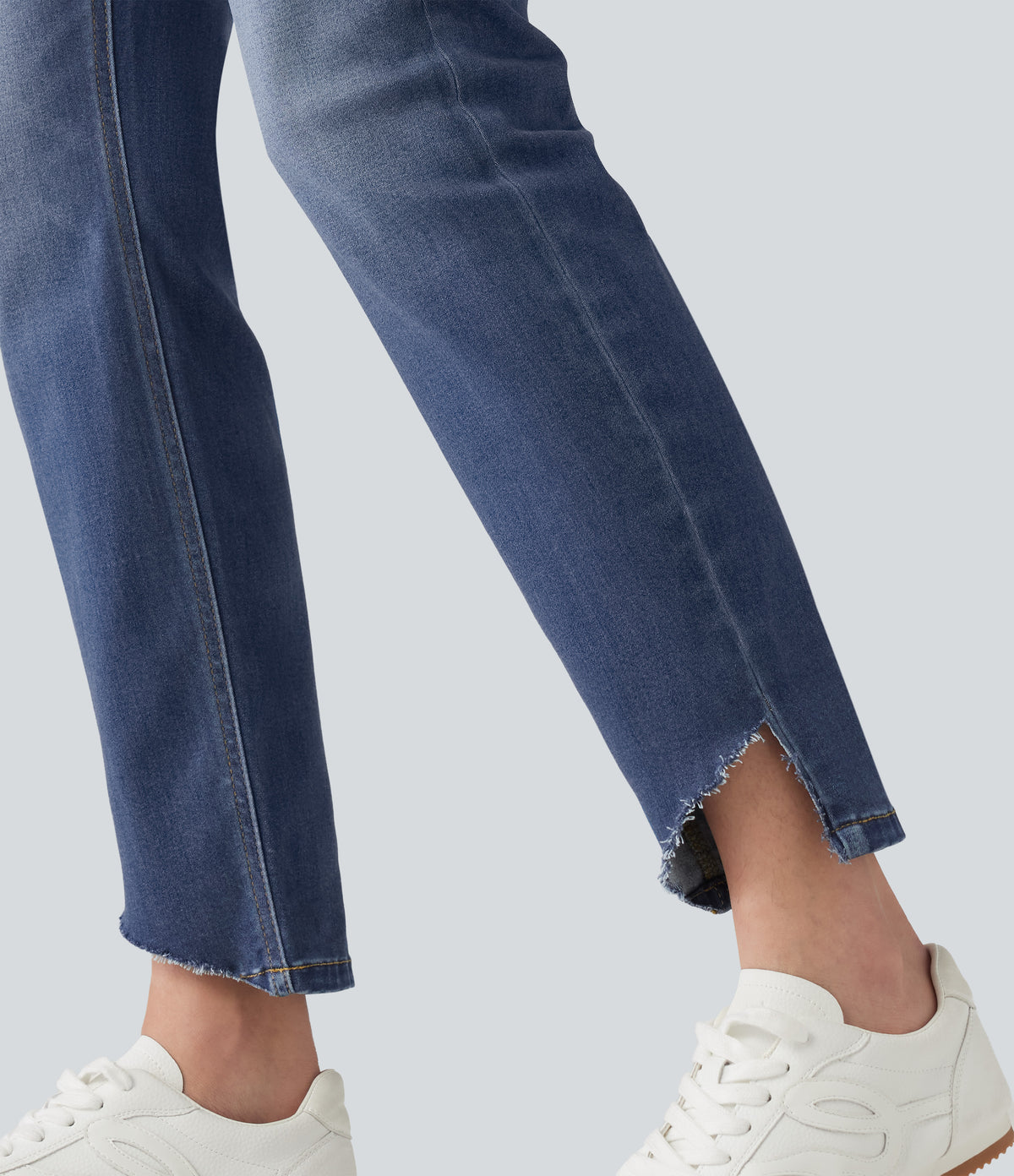 High Waisted Skinny Casual Jeans with Pockets — Tide Blue Denim — view 6