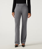 Low Rise Stripe Flare Work Trousers with Pockets — Slate Pinstripe — view 3
