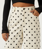High Waisted Wide Leg Polka Dot Corduroy Casual Trousers with Pockets — Prelude Dot — view 4