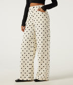 High Waisted Wide Leg Polka Dot Corduroy Casual Trousers with Pockets — Prelude Dot — view 1