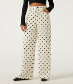 High Waisted Wide Leg Polka Dot Corduroy Casual Trousers with Pockets — Prelude Dot — view 3