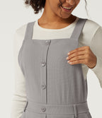 Square Neck Wide Leg Waffle Casual Dungarees with Pockets — Mink Ash — view 4