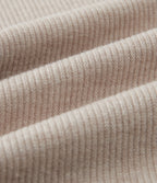 Ribbed High Neck Batwing Long Sleeve Casual Top — Oatstone Beige — view 8