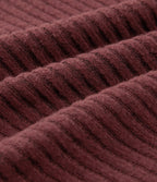 Ribbed Knit High Waisted A-Line Casual Midi Skirt with Pockets — Cozy Burgundy — view 6