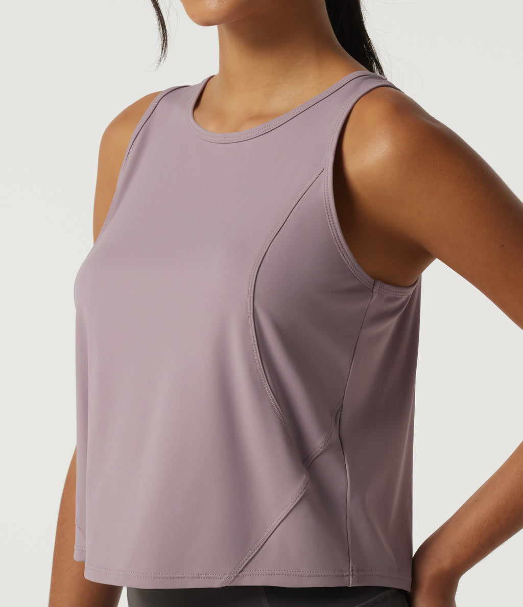 Airy Round Neck Racerback Running Tank Top — Pink Purple — view 5