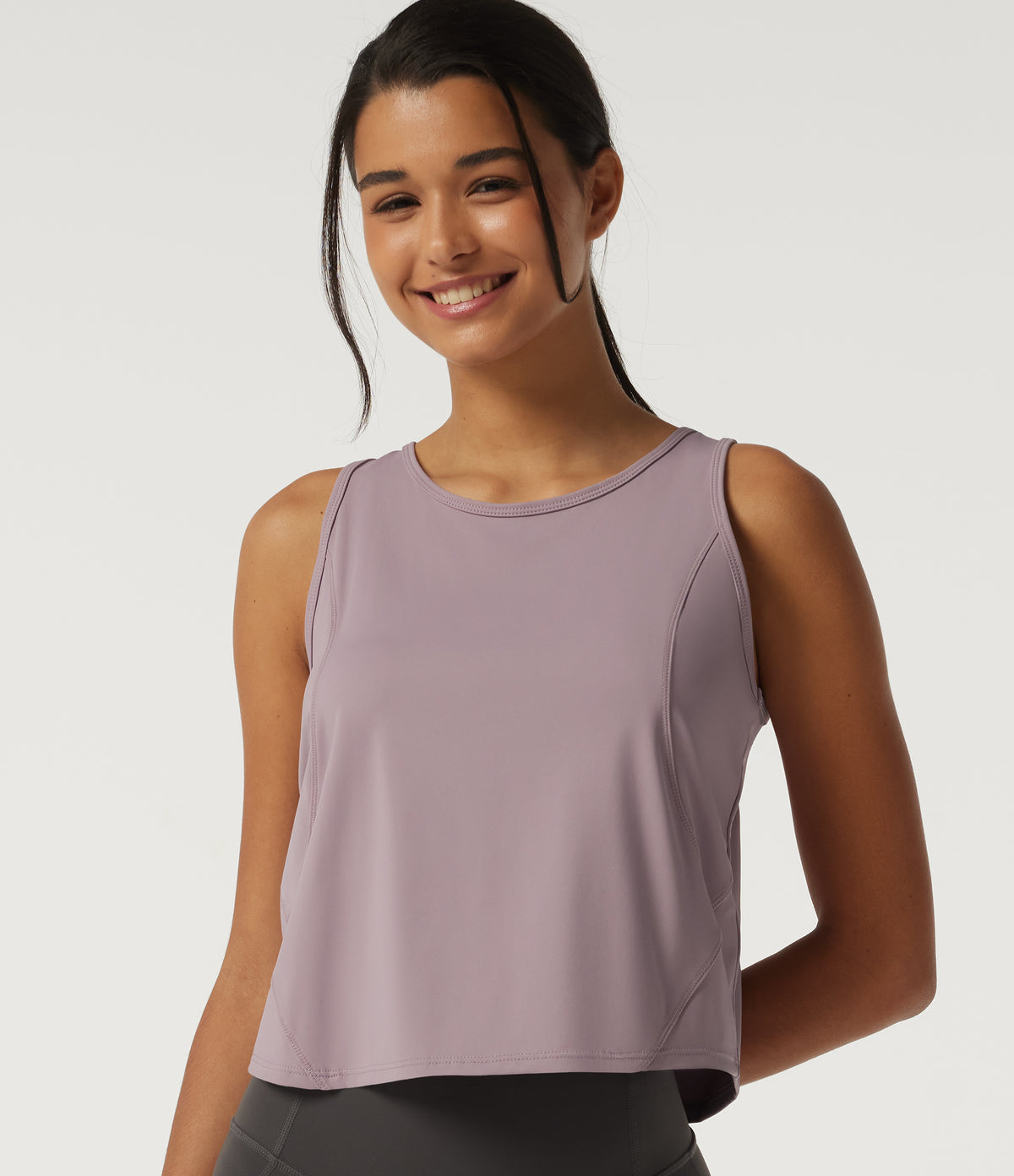 Airy Round Neck Racerback Running Tank Top — Pink Purple — view 4