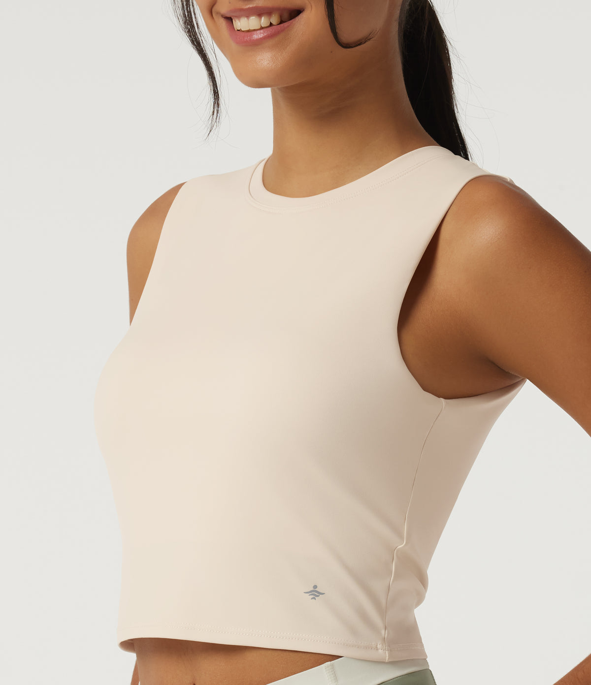 Airy Round Neck Yoga Tank Top with Built-in Bra — Rainy Day — view 6
