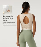 Airy Round Neck Yoga Tank Top with Built-in Bra — Rainy Day — view 1