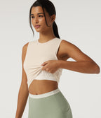 Airy Round Neck Yoga Tank Top with Built-in Bra — Rainy Day — view 5