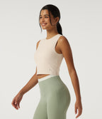 Airy Round Neck Yoga Tank Top with Built-in Bra — Rainy Day — view 3