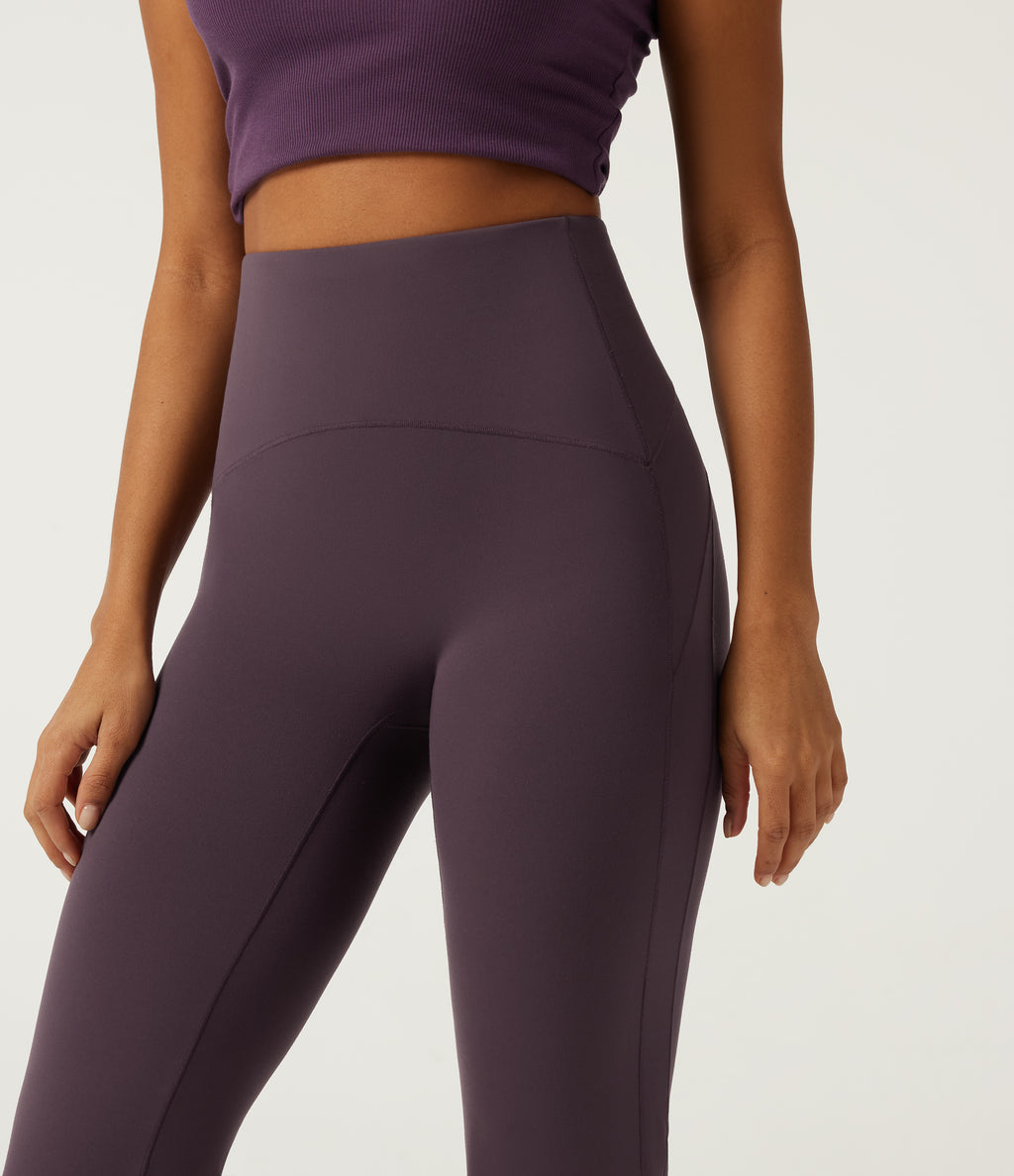 High Waisted Tummy Control Tapered Yoga Joggers with Pocket — Dusky Evening purple — view 4