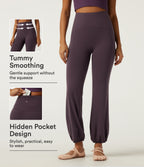High Waisted Tummy Control Tapered Yoga Joggers with Pocket — Dusky Evening purple — view 1