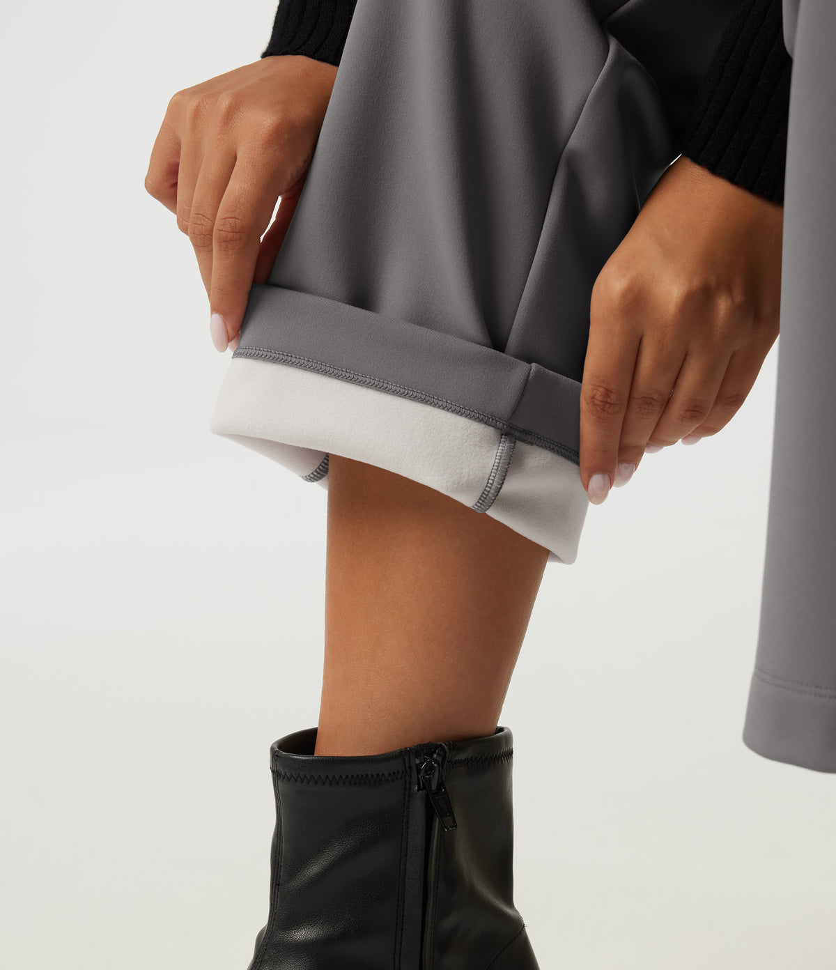 High Waisted Tapered Work Trousers with Pockets — Silent Storm — view 6