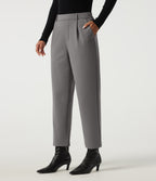 High Waisted Tapered Work Trousers with Pockets — Silent Storm — view 3