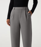 High Waisted Tapered Work Trousers with Pockets — Silent Storm — view 4
