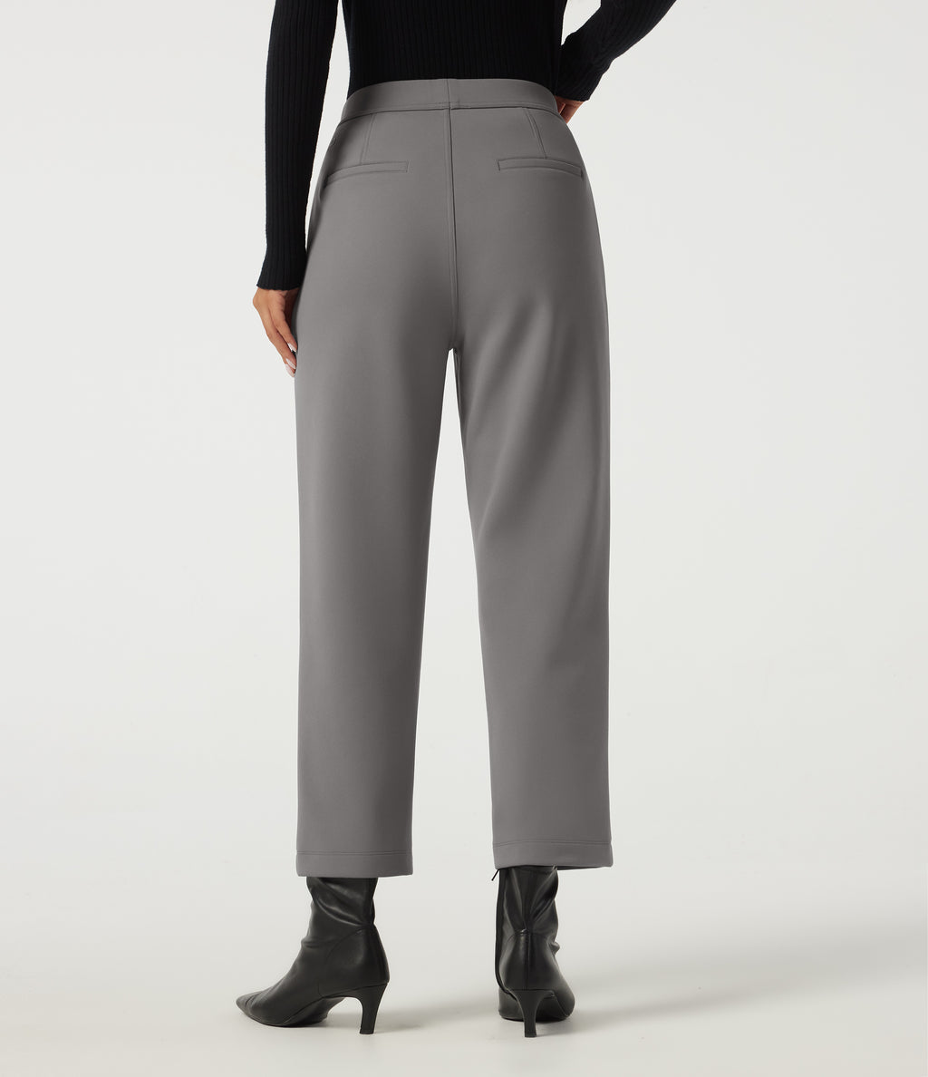 High Waisted Tapered Work Trousers with Pockets — Silent Storm — view 2
