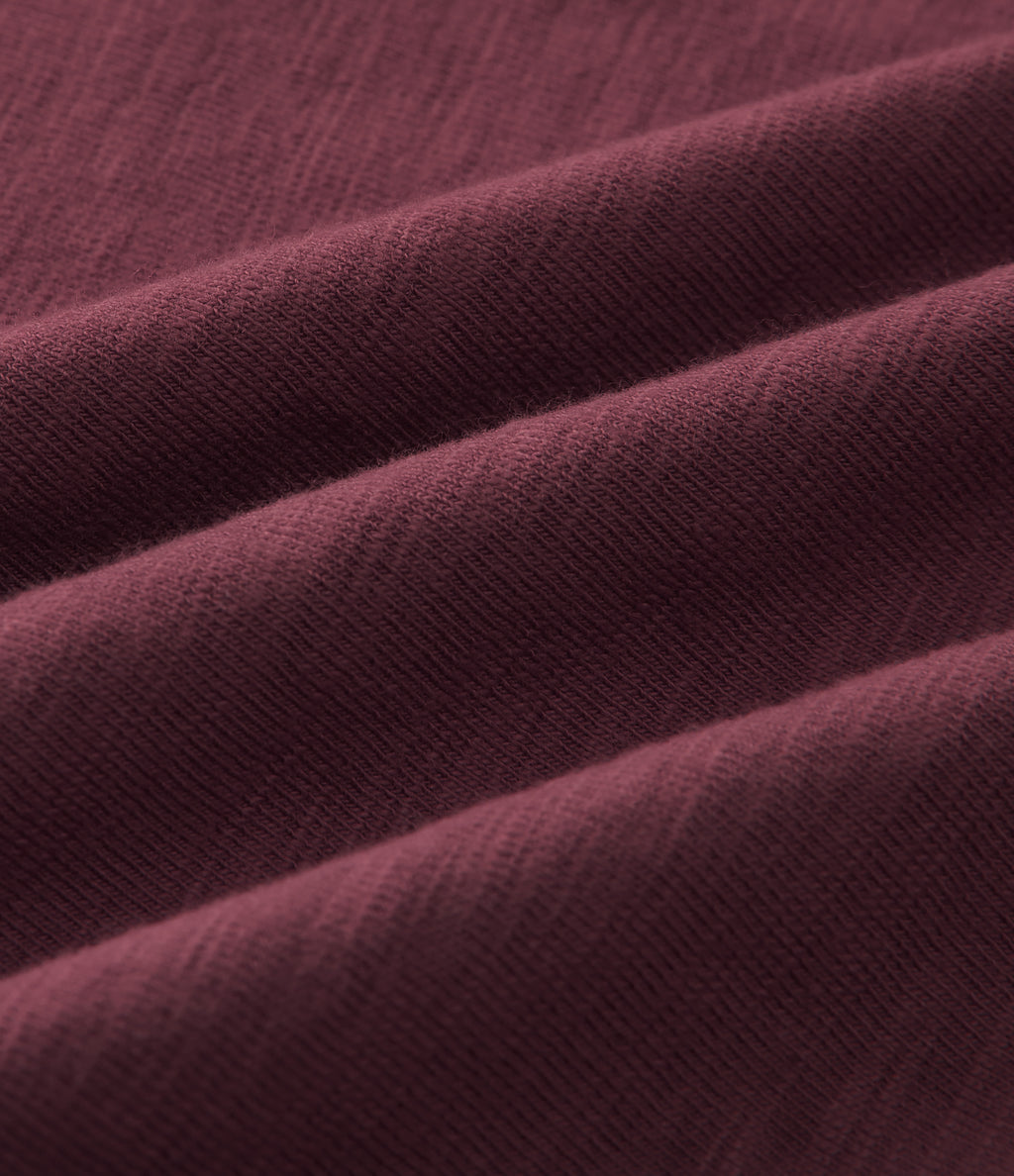 Boat Neck Long Sleeve Cotton Casual Top — Maroon Banner — view 8