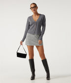 V Neck Long Sleeve Slim Work Cardigans — Grey — view 7