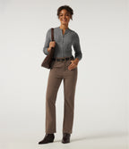 High Waisted Straight Leg Work Corduroy Trousers with Pockets — Burnt Caramel — view 6