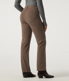 High Waisted Straight Leg Work Corduroy Trousers with Pockets — Burnt Caramel — view 2