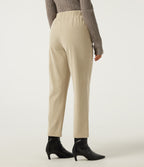 High Waisted Tapered Casual Corduroy Trousers with Pockets — Brown Rice — view 2