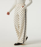 High Waisted Polka Dot Side Stripe Corduroy Casual Wide Leg Trousers with Pockets — Prelude Dot — view 1