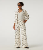 High Waisted Polka Dot Side Stripe Corduroy Casual Wide Leg Trousers with Pockets — Prelude Dot — view 6