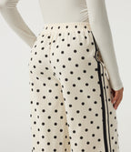 High Waisted Polka Dot Side Stripe Corduroy Casual Wide Leg Trousers with Pockets — Prelude Dot — view 5