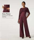 Round Neck Sleeveless Slim Wide Leg Asymmetric Party Jumpsuits with Pockets -Edition — New Maroon — view 1