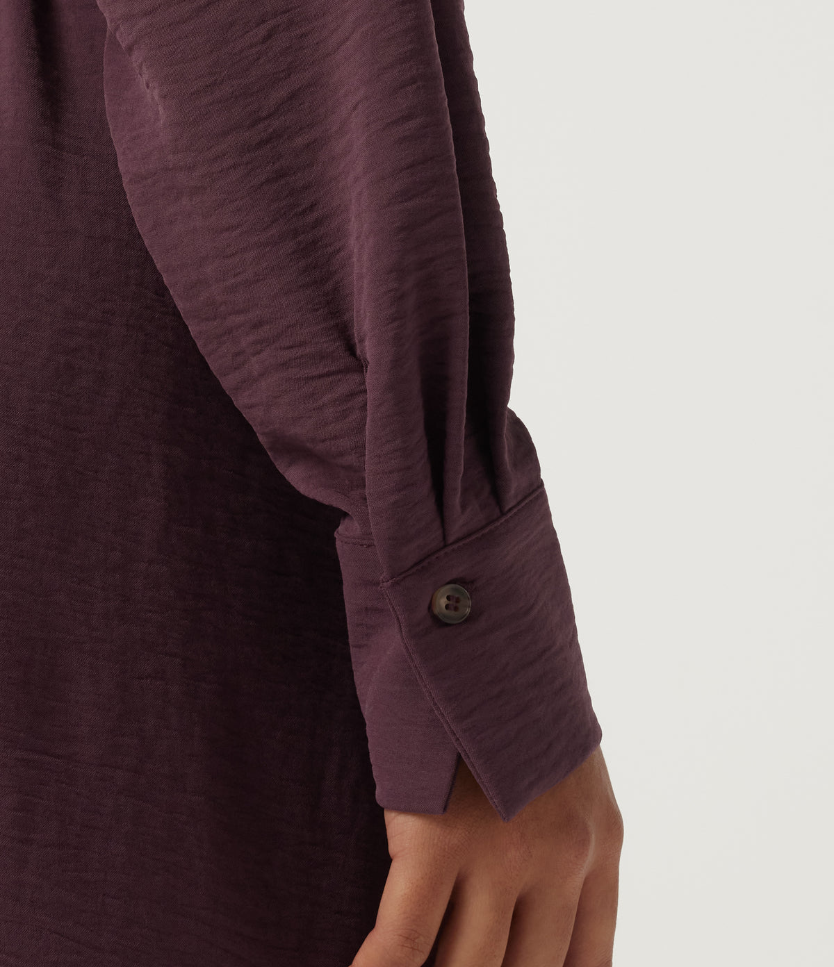 Lapel Long Sleeve Linen-Feel Casual Midi Dress with Pockets — Plum Wine — view 7