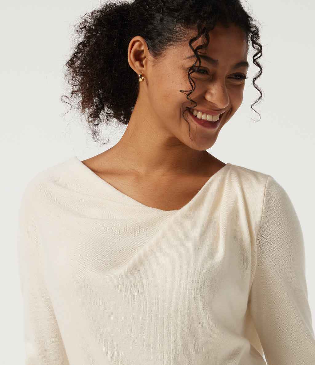Cowl Neck Long Sleeve Asymmetric Casual Top — Pop Sprinkle — view 5