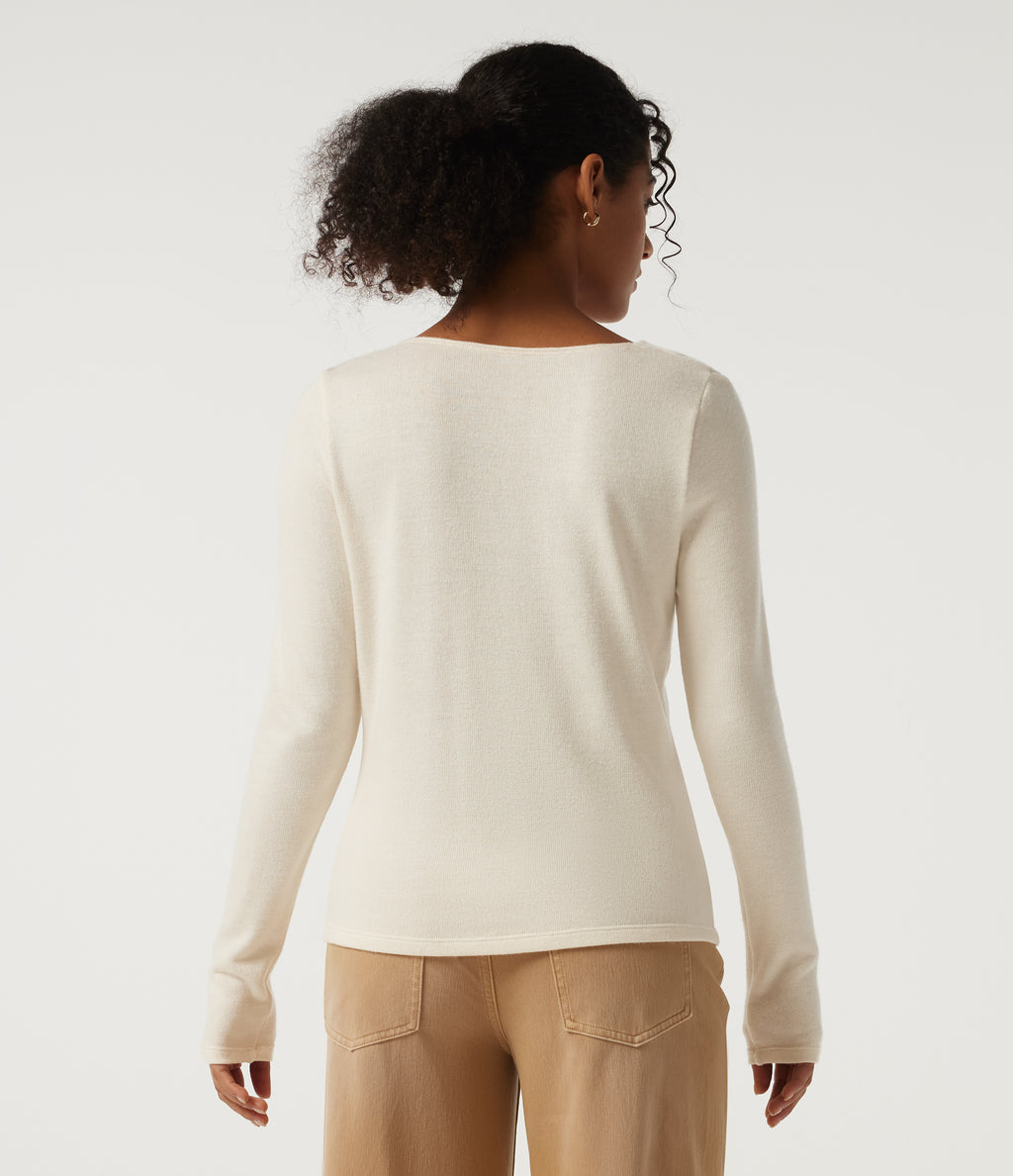 Cowl Neck Long Sleeve Asymmetric Casual Top — Pop Sprinkle — view 2