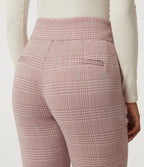 High Waisted Tapered Plaid Work Trousers with Pockets — Bean Paste Houndstooth Plaid — view 5