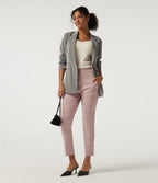 High Waisted Tapered Plaid Work Trousers with Pockets — Bean Paste Houndstooth Plaid — view 7