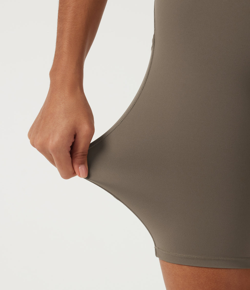High Waisted Tummy Control Cycling Bikers 9" with Pockets — Dawn Brown — view 6